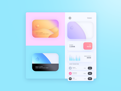 Apple Cards and Wallet app apple design flat illustration ios minimal mobile mobile application skeuomorph app skeuomorphism ui user interface ux wallet