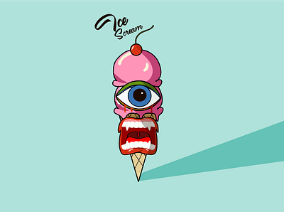 Ice Scream design flat ice cream illustration minimal scream vector