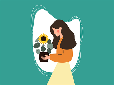 Perempuan dan Bunga Matahari