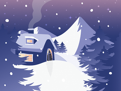 One night before Christmas christmas illustration illustrator mountains snow vector