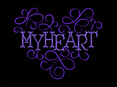 My Heart 💜 badge custom design font graphic design hand drown illustration illustrator letter lettering letters logo purple type typography
