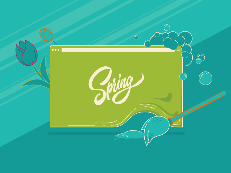 Spring Cleaning Your Site web site site browser bubbles tulip broom cleaning spring
