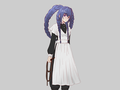 Blue-haired maid