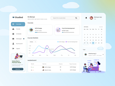 Online Courses Dashboard books clean course courses dashboard design desktop elearning exploration figma illustration learning ui ux