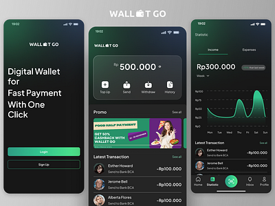 Wallet Go - E-Wallet Mobile App branding clean design e wallet exploration figma fintech gradient illustration mobile ui ux