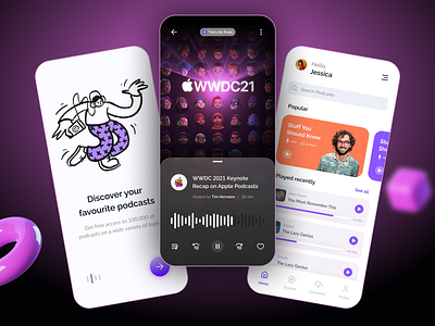 Podcast App Concept app apple audio card clean design live streaming minimal minimalist mobile music app player podcast podcasting podcasts product design spotify streaming app ui ux