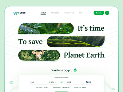 Save Planet Earth Foundation - Landing UI animals bitcoin clean colors concept crowdfunding crypto donate donation earth ecology fund help nature savetheplanet token ui design uiux universe web