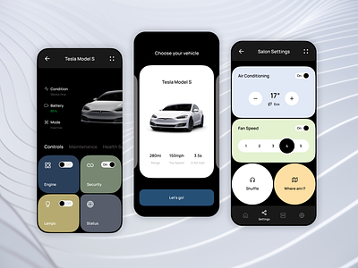 Smart Car Mobile App app behance branding car concept design dribble figma futuristic grid illustration logo minimal remote smart car tesla transport ui ux vehicle