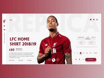 E-commerce design for Liverpool FC