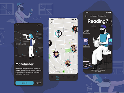 Matefinder app design figma finder friend interest interface mate mates mobile ui mockup ui