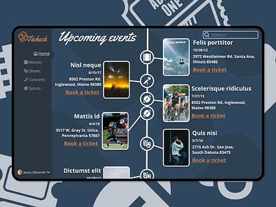 Ticheck - home page booking design events figma mockup ticket web web design website design