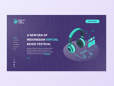 Virtual Music Festival Web Design | Indonesian Culture batik web design green ui design green web design indonesian culture ui web design
