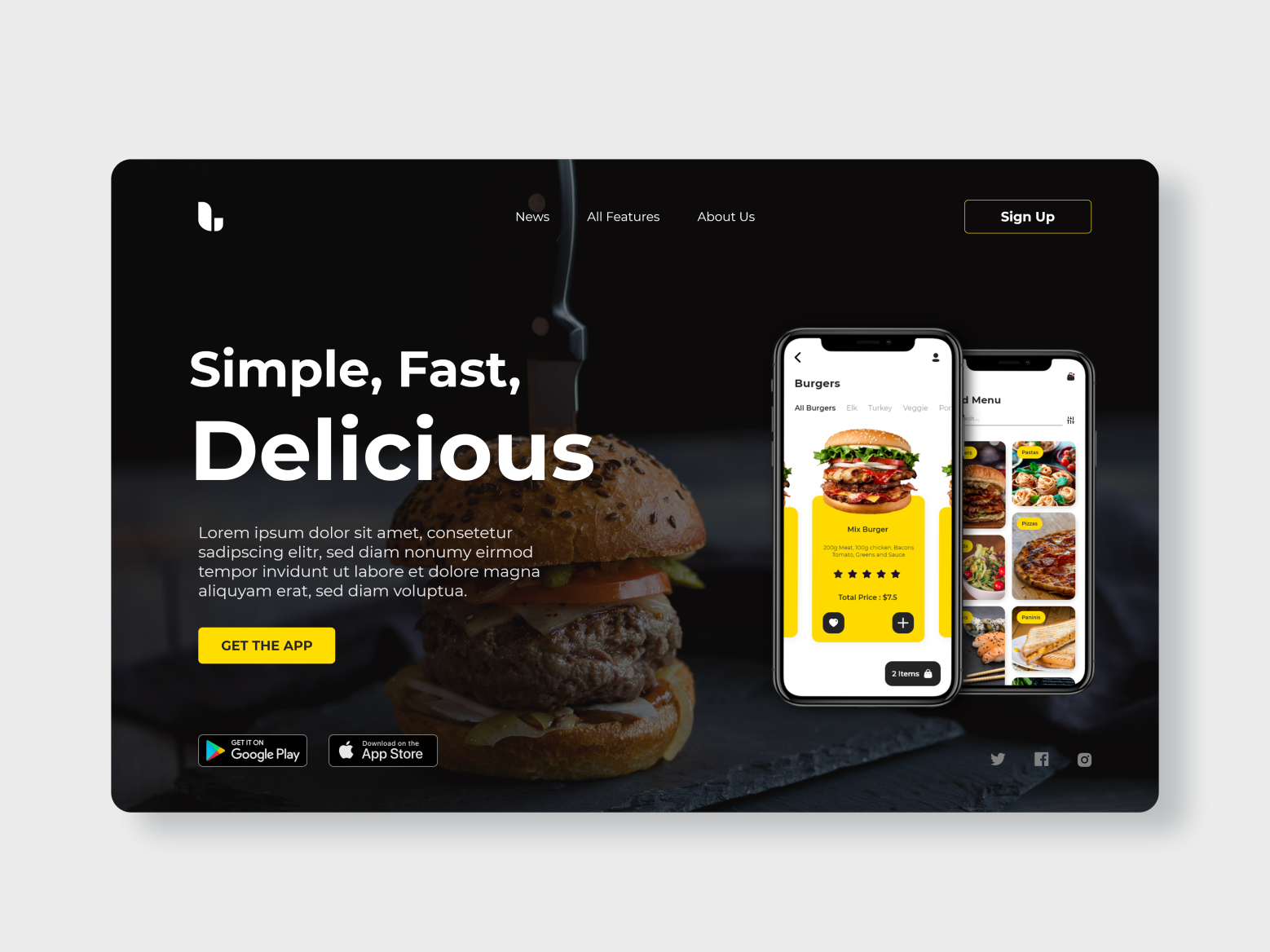 Food Delivery Landing Page by luna design on Dribbble