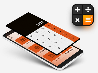 Calculator Vault app design flat icon logo ui ux