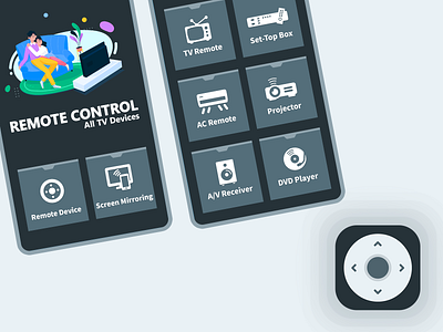 Remote Control for All TV - Screen Mirroring app design flat icon illustrator logo remote remote control ui ux