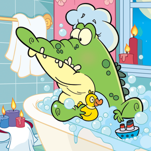 Tub Gator by Bob Ostrom Studio alligator bathtub cartoon character art