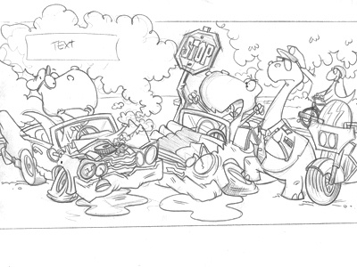 T - Wrecks bob ostrom studio cartoon childrens book illustration dinosaurs ebook julia dweck kids picture book sketch
