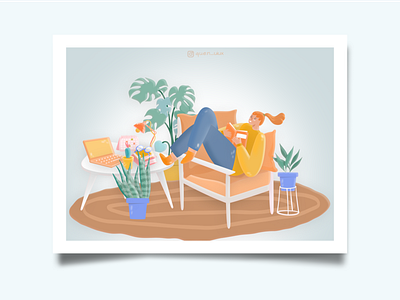 Lazy girl app illustration ui