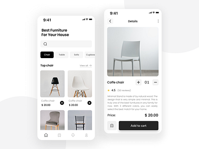 Furniture App furniture minimalist graphic design ui ux