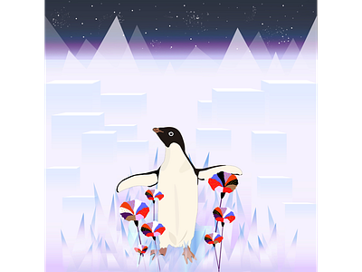 Penguin 🐧🌺 artwork colors flowers illustration inspiration penguin purple