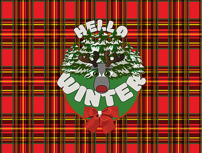 Hello Winter adobe adobe illustrator artwork christmas christmas tree colors creativity deer design illustration inspiration logo snow vector winter