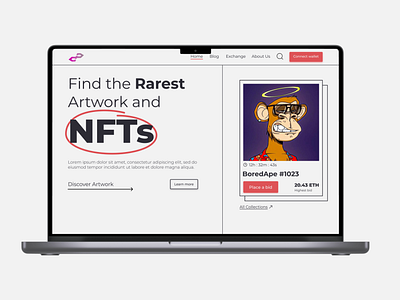 Landing page UI design for NFT