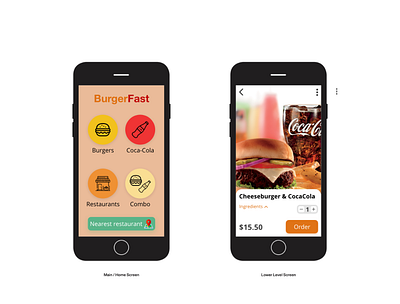 BurgerFast (Mobile app project needed for my Coursera Course) app burger burger app color colour design designer food food app graphic design mobile app mobile app design orange screen screenshot typography ui ui design user experience user interface
