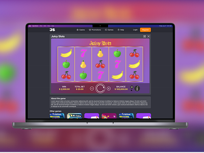 UI/UX Juicy Slots casino concept game and web design idea