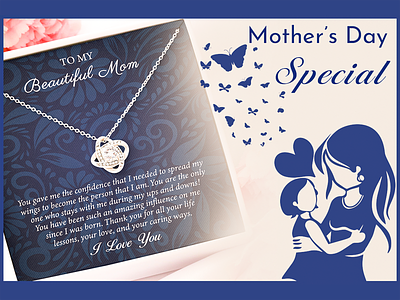 Mother's Day Message Card amazon daughter design dropshipping etsy gearbubble graphic design illustration illustrator merch message card mom mothers day necklace print on demand printondemand shineon typography vector