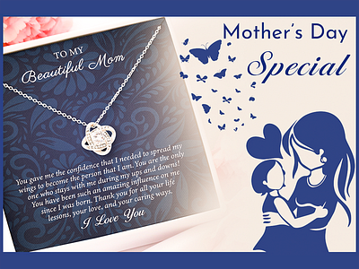 Mother's Day Message Card amazon daughter design dropshipping etsy gearbubble graphic design illustration illustrator merch message card mom mothers day necklace print on demand printondemand shineon typography vector