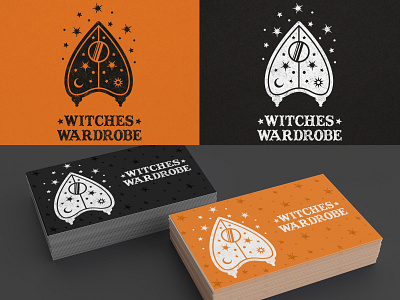 Witches Wardrobe branding businesscard design design something spooky halloween icon illustration logo moon narnia ouija ouija board spooky stars sun tarot vector wardobe witch witches wardrobe