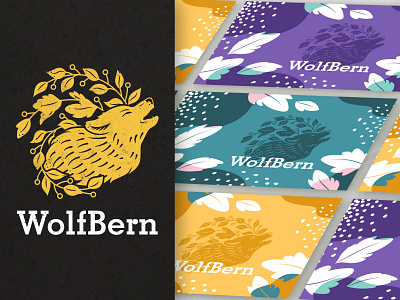 WolfBern affinity designer affinity photo animal back story branding businesscard design howling icon leaves logo my storie nature textures vector wolf wolf child wolves