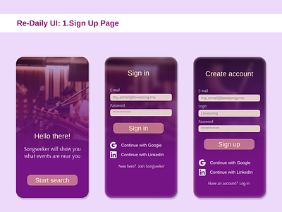 New start DailyUI - Sign Up Page dailyui sign up page