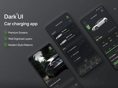 Dark UI | Car charging app 3d dark motion neumorphism ui smart smart charging smart home tesla ui ux