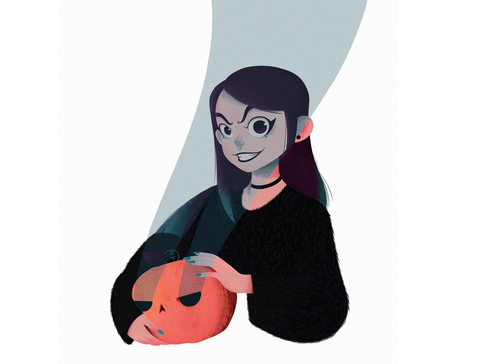 Trick or treat 🎃 2d art autumn character concept digital drawing evil frame framebuframe gif girl good halloween illustration pumpkin smoke