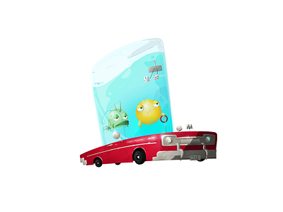 Gangsta fish 🐟🐡 2d car character colors concept design digital drawing fish illustration ocean photoshop tank water