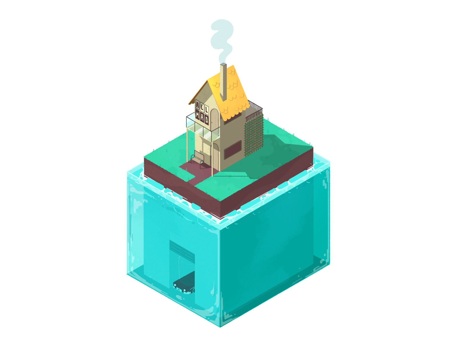 Studio 🏡 art colors concept design digital drawing fbf framebyframe gif house illustration ocean smoke studo