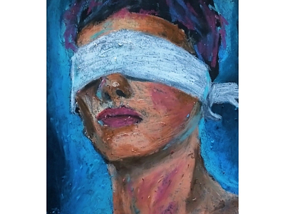 Blind fold illustration portrait color