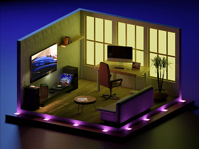 Another night 3d 3d art design johnygoode neat render room