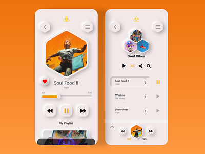 Music is Soul Food app app design application dailyui design logic minimal mobile mobile ui music music app music player music player ui neumorphic ui ux