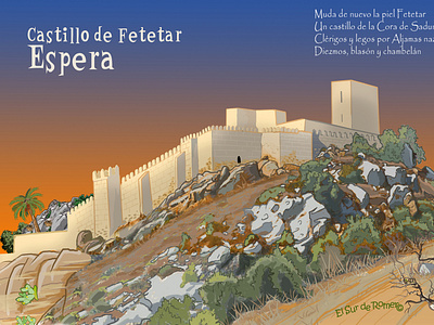 Castillo de Fetetar andalucía design illustration ilustración digital pueblos blancos ruta del toro sierra de cádiz