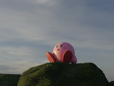 Kirby on a rock 3d 3d art blender kirby
