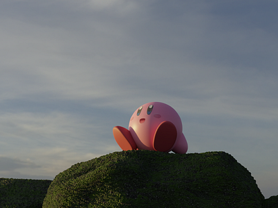 Kirby on a rock