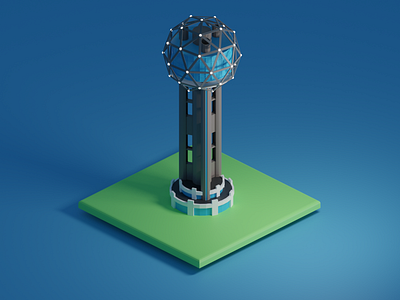 Dallas Reunion Tower 3d 3d art blender blender3d city dallas isometric design low poly