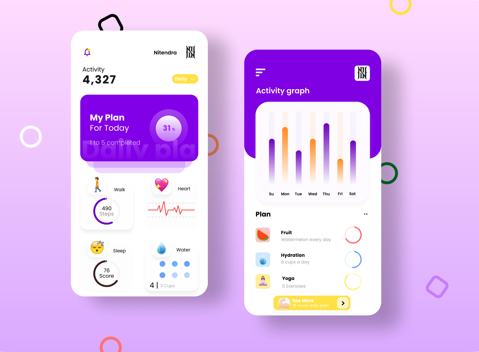 Health tracking app by Nitendra Singh on Dribbble