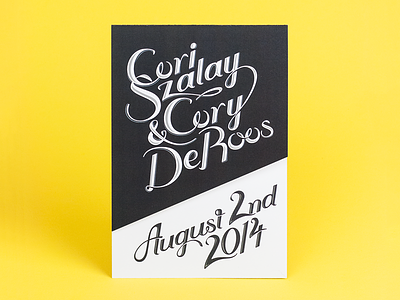Wedding Typography diagonal hand drawn type invitation slant wedding yellow