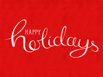 Happy Holidays christmas hand drawn happy holidays red script white