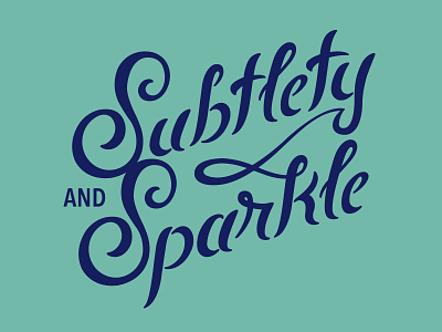 Subtlety and Sparkle brush hand drawn navy script teal type