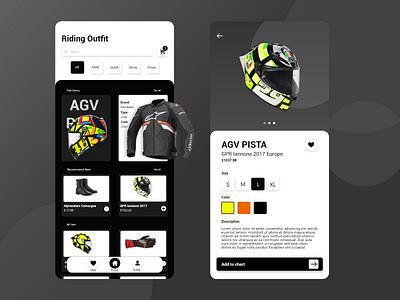 Riding Outfit - Mobile App app application black ecommerce helmet mobile motorbike motorcycle outfit shop