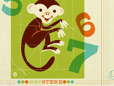 This monkey... 33.3 album illustration record retro show vector